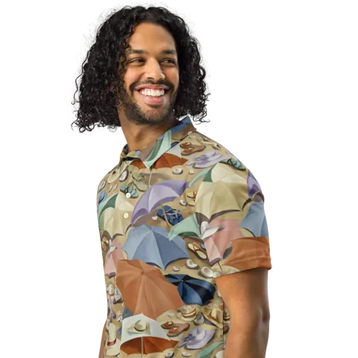 Sunshade Salon on a Men's Slim Fit Polo Shirt