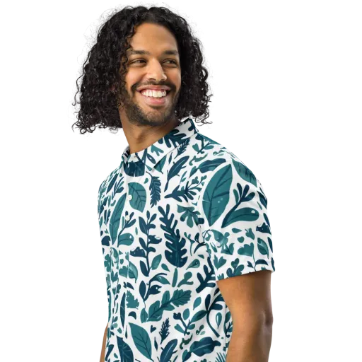 Teal Herbarium on a Men's Slim Fit Polo Shirt