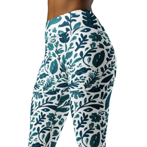 Teal Herbarium on a Yoga Leggings