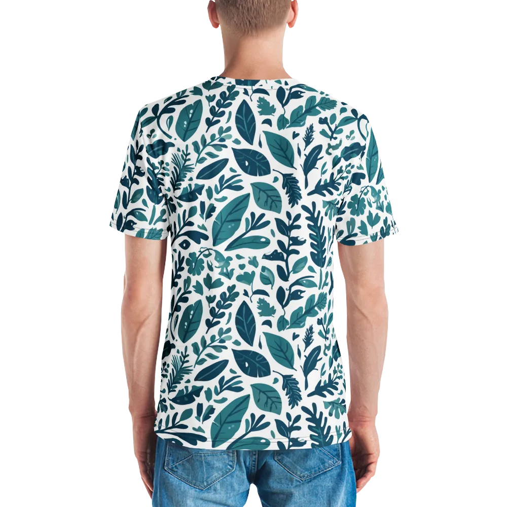 Teal Herbarium on Men's Crew Neck T-Shirt — Back