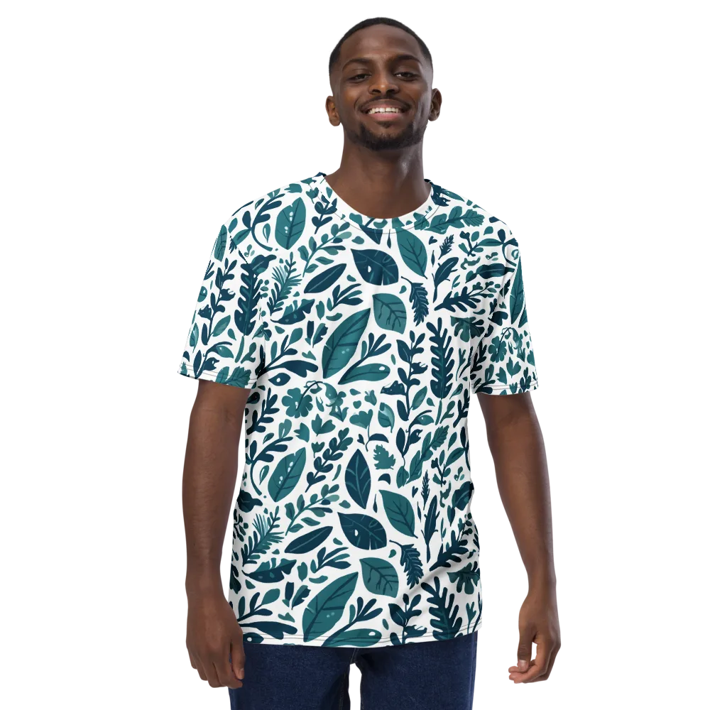 Teal Herbarium on Men's Crew Neck T-Shirt — Front