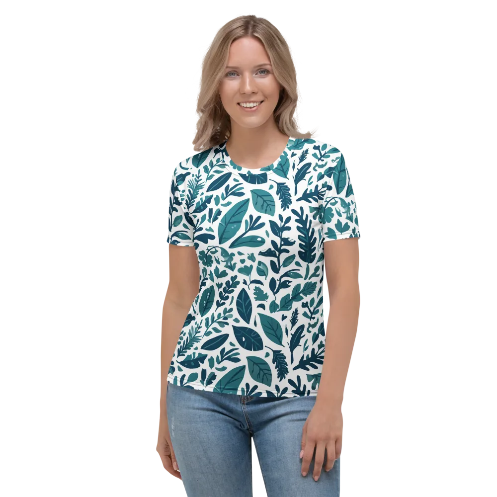 Teal Herbarium on Women's Crew Neck T-Shirt — Front
