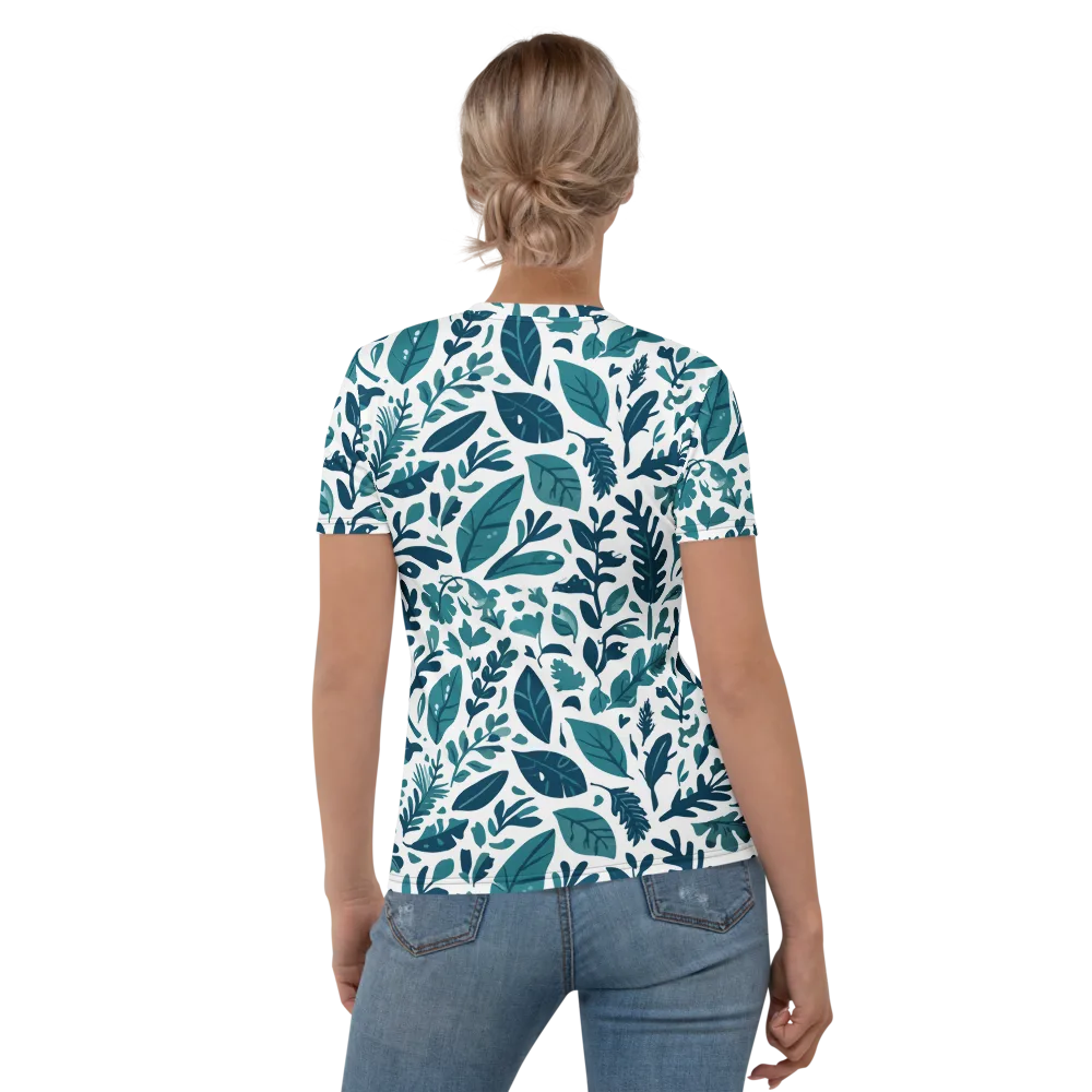 Teal Herbarium on Women's Crew Neck T-Shirt — Back
