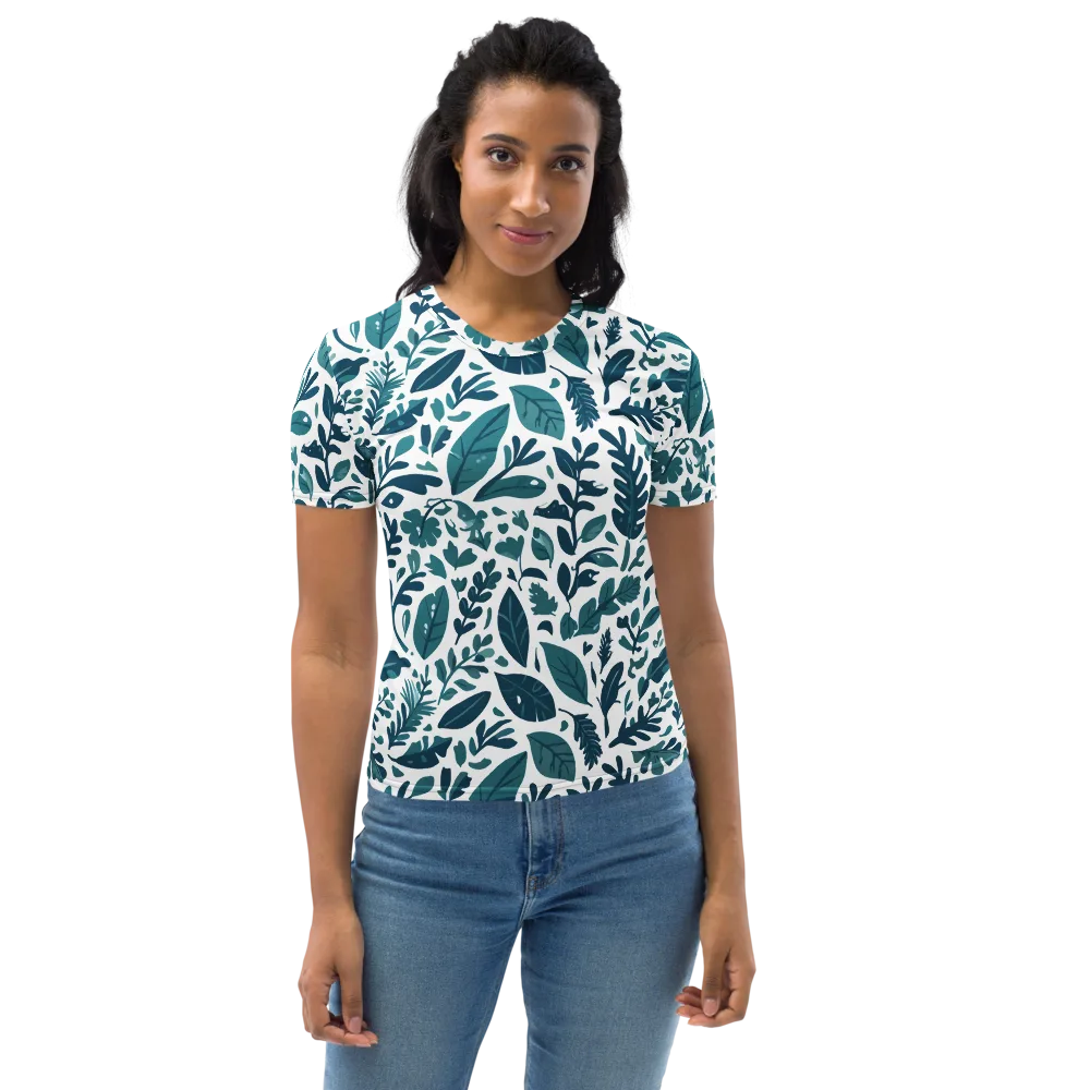 Teal Herbarium on Women's Crew Neck T-Shirt — Front