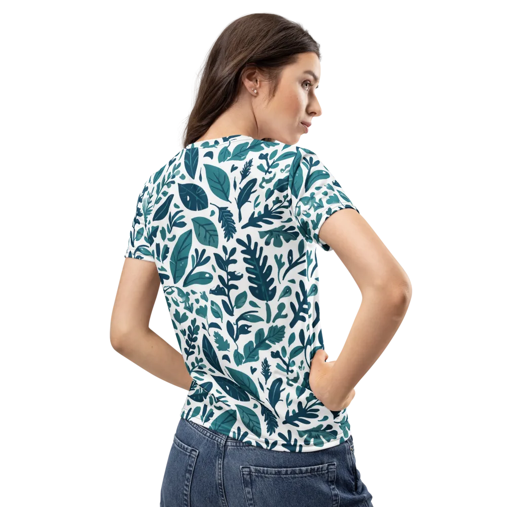Teal Herbarium on Women's Crew Neck T-Shirt — Back