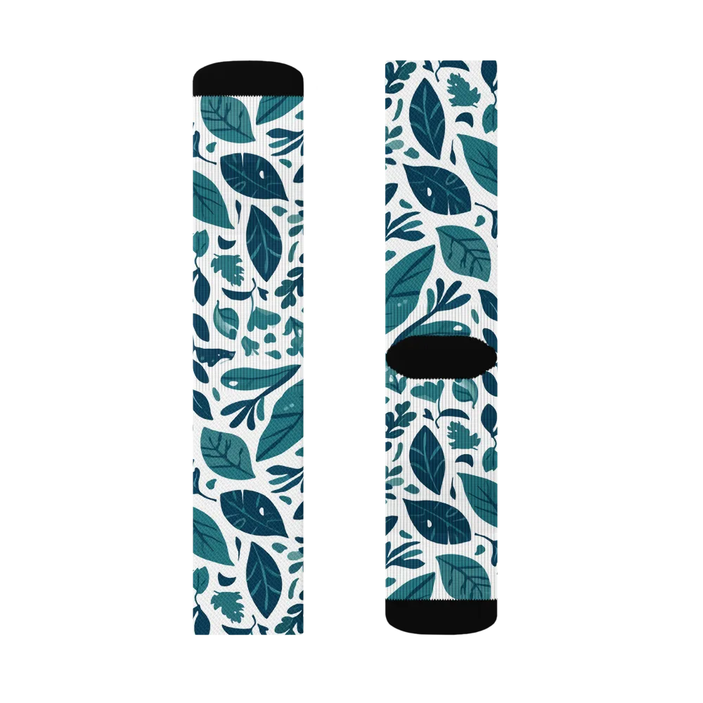 Teal Herbarium on Socks — Right Sock