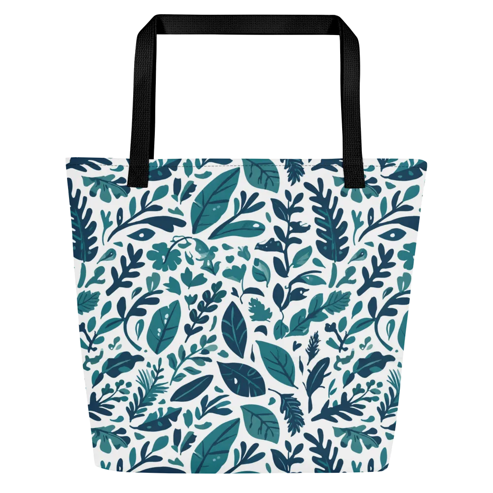 Teal Herbarium on Large Tote Bag W/ Pocket — Front