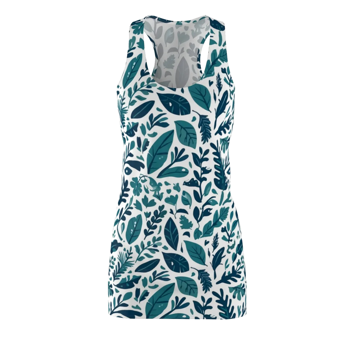 Teal Herbarium on Racerback Dress — Front