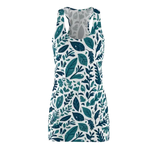 Teal Herbarium on a Racerback Dress