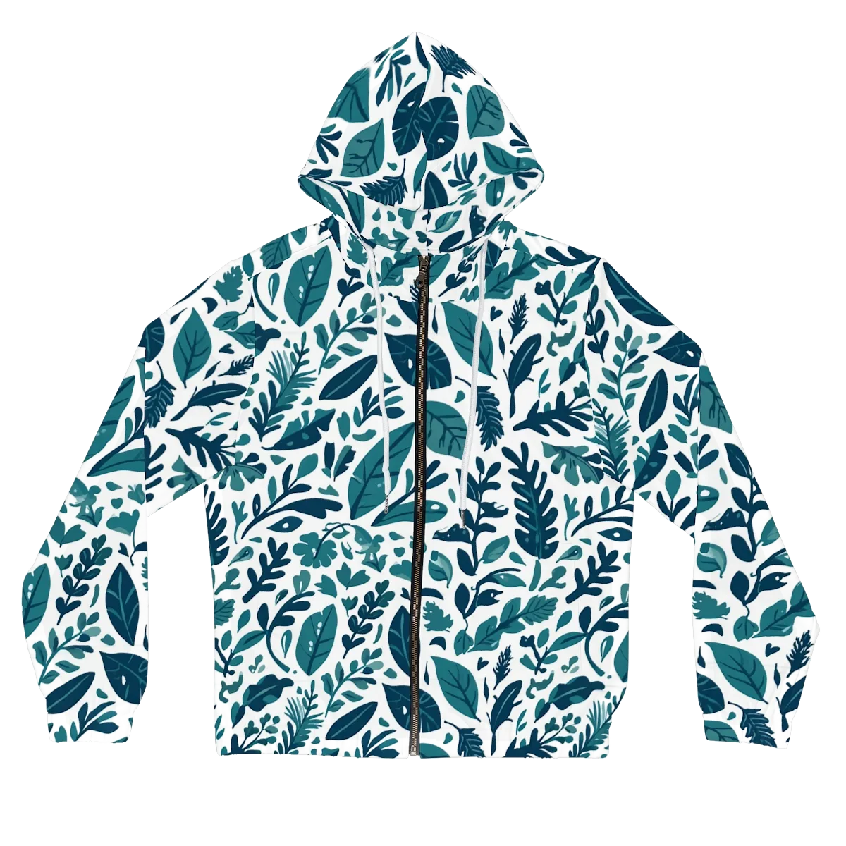 Teal Herbarium on Women's Full-Zip Hoodie — Front