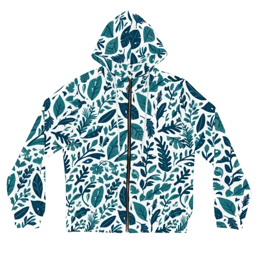 Teal Herbarium on a Women's Full-Zip Hoodie