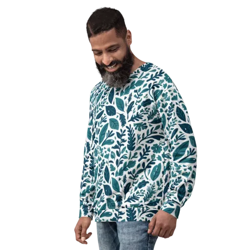 Teal Herbarium on a Sweatshirt