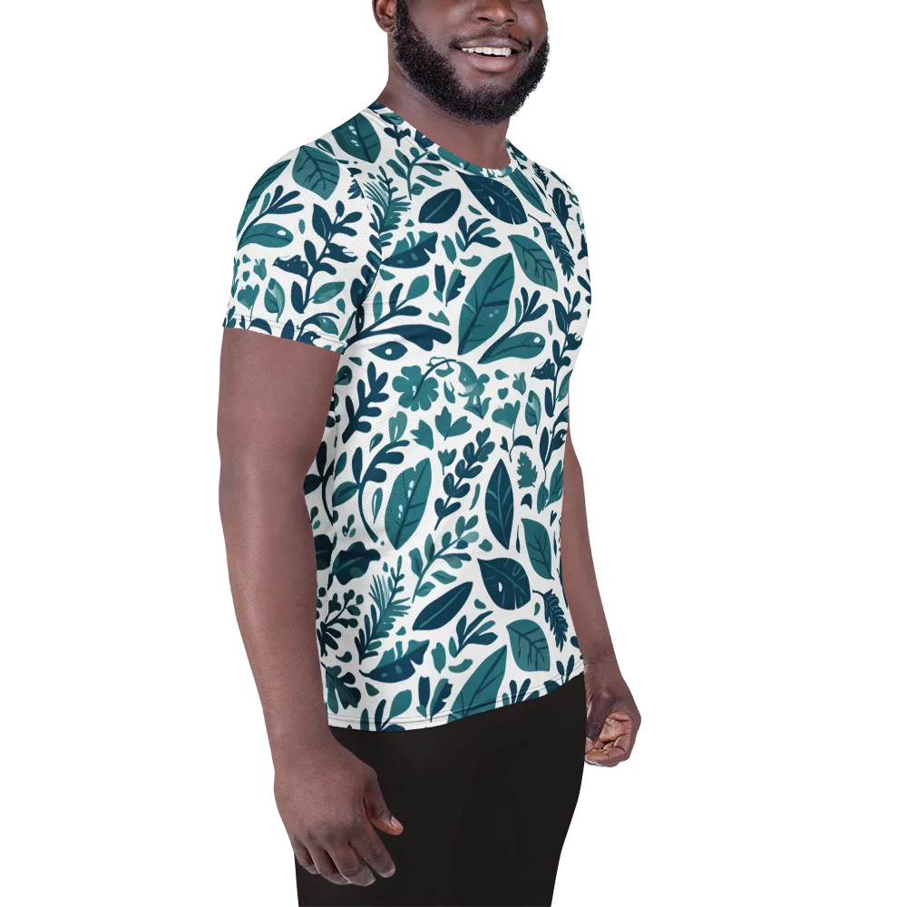 Teal Herbarium on Men's Athletic T-Shirt — Right