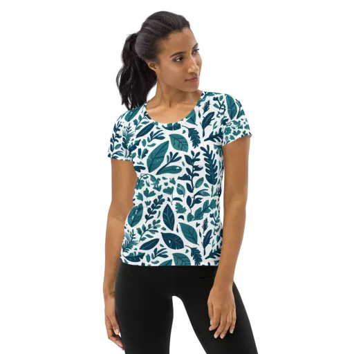 Teal Herbarium on a Women's Athletic T-Shirt
