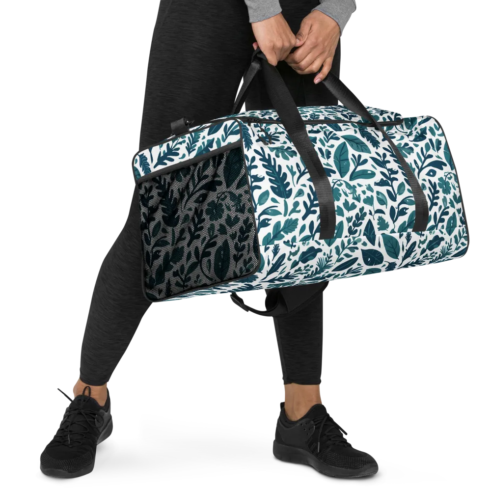 Teal Herbarium on Duffle Bag — Right Front