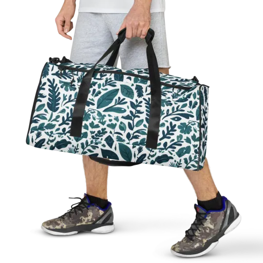 Teal Herbarium on a Duffle Bag