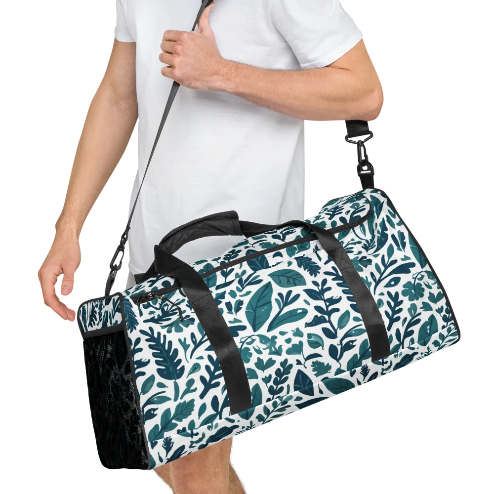 Teal Herbarium on Duffle Bag — Right Front