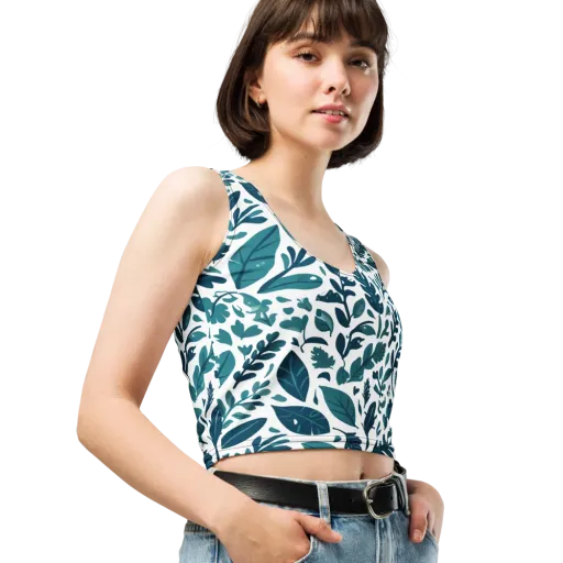 Teal Herbarium on a Crop Top