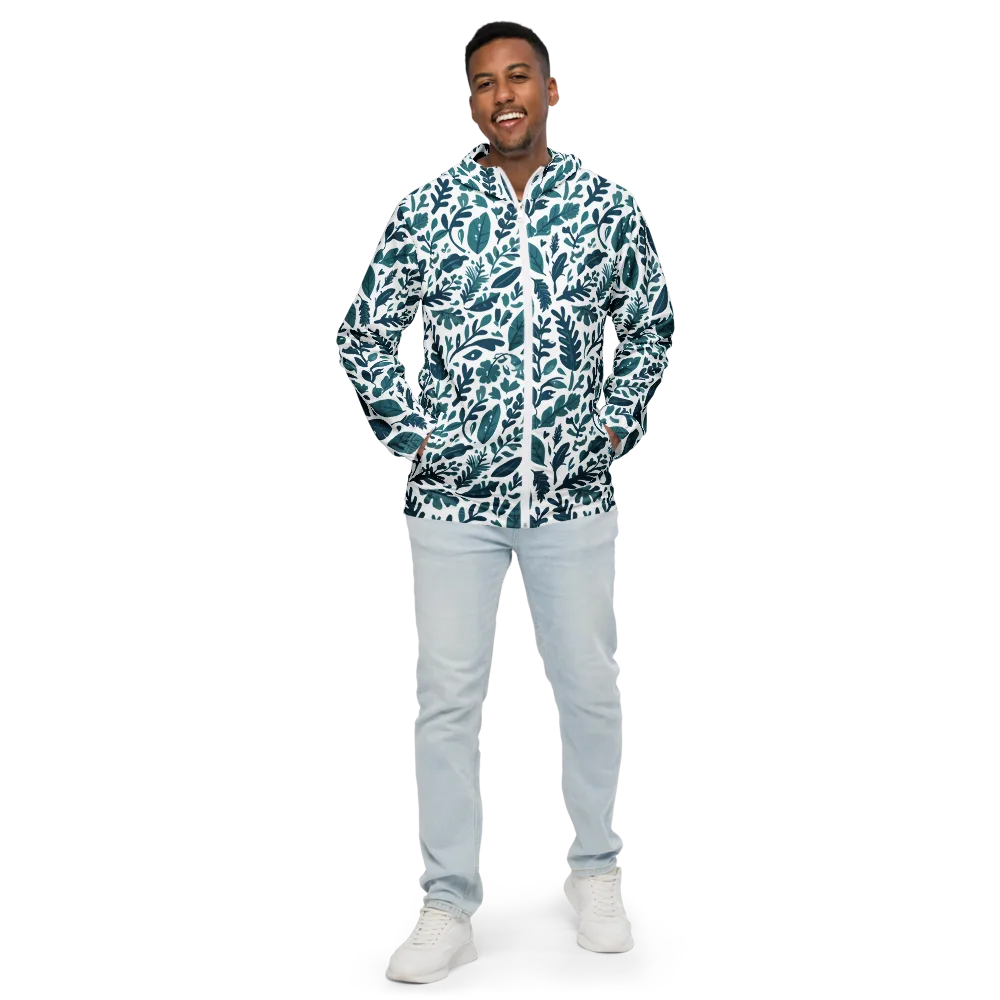 Teal Herbarium on Men's Windbreaker — Front