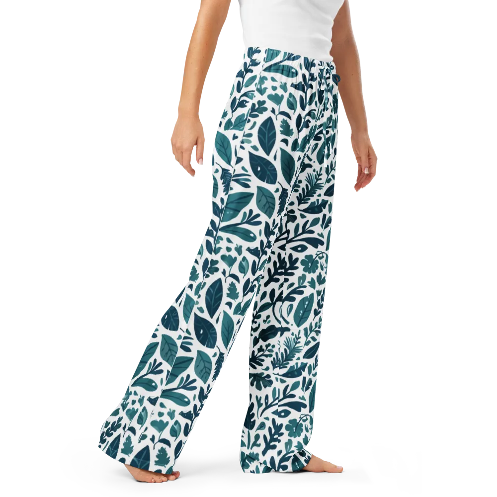 Teal Herbarium on Women's Pajama Pants — Right Front