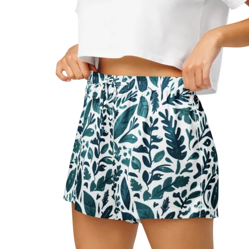 Teal Herbarium on a Women's Pajama Shorts
