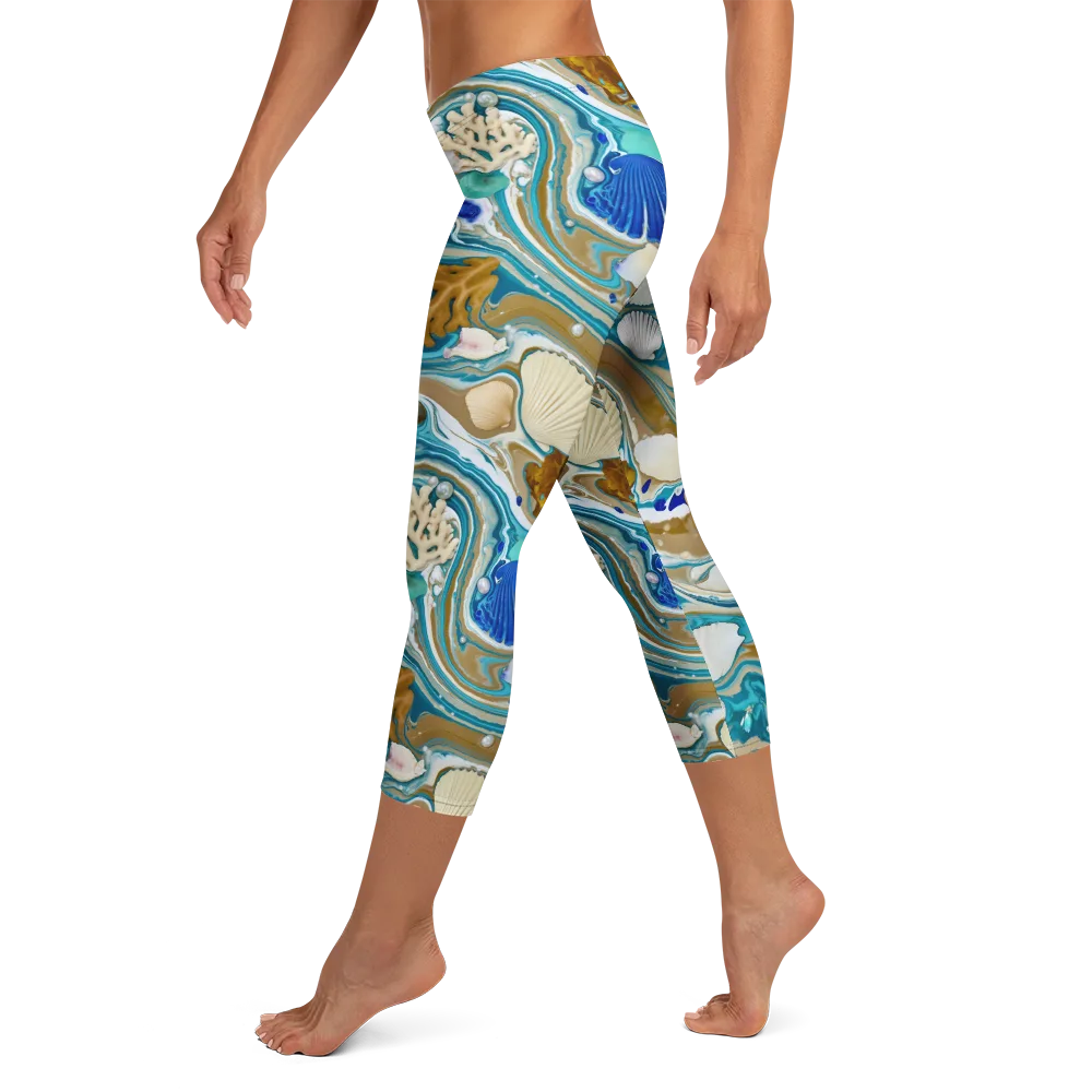 Aegean Marbling on Capri Leggings — Left