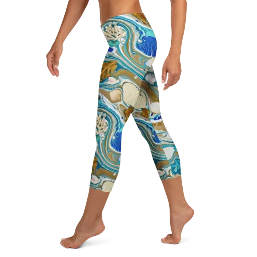 Aegean Marbling on a Capri Leggings