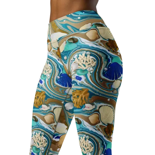Aegean Marbling on a Yoga Leggings