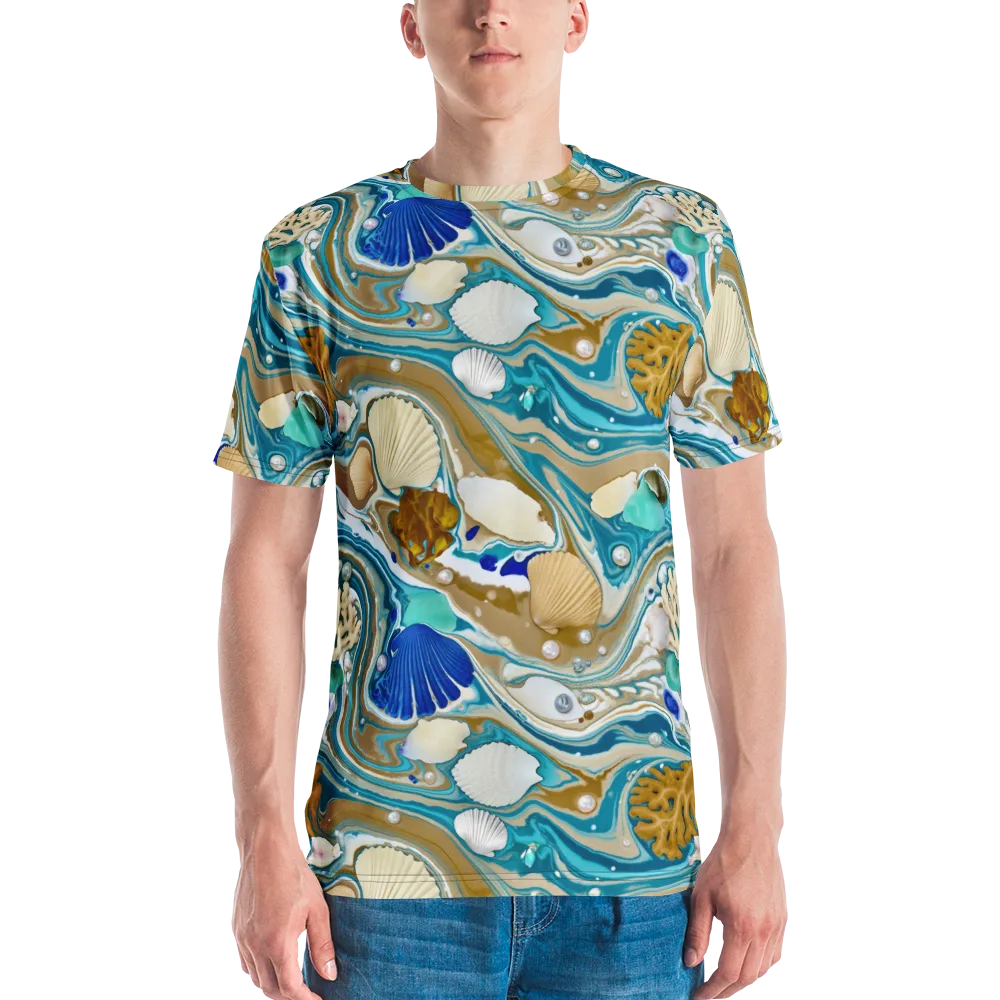 Aegean Marbling on Men's Crew Neck T-Shirt — Front