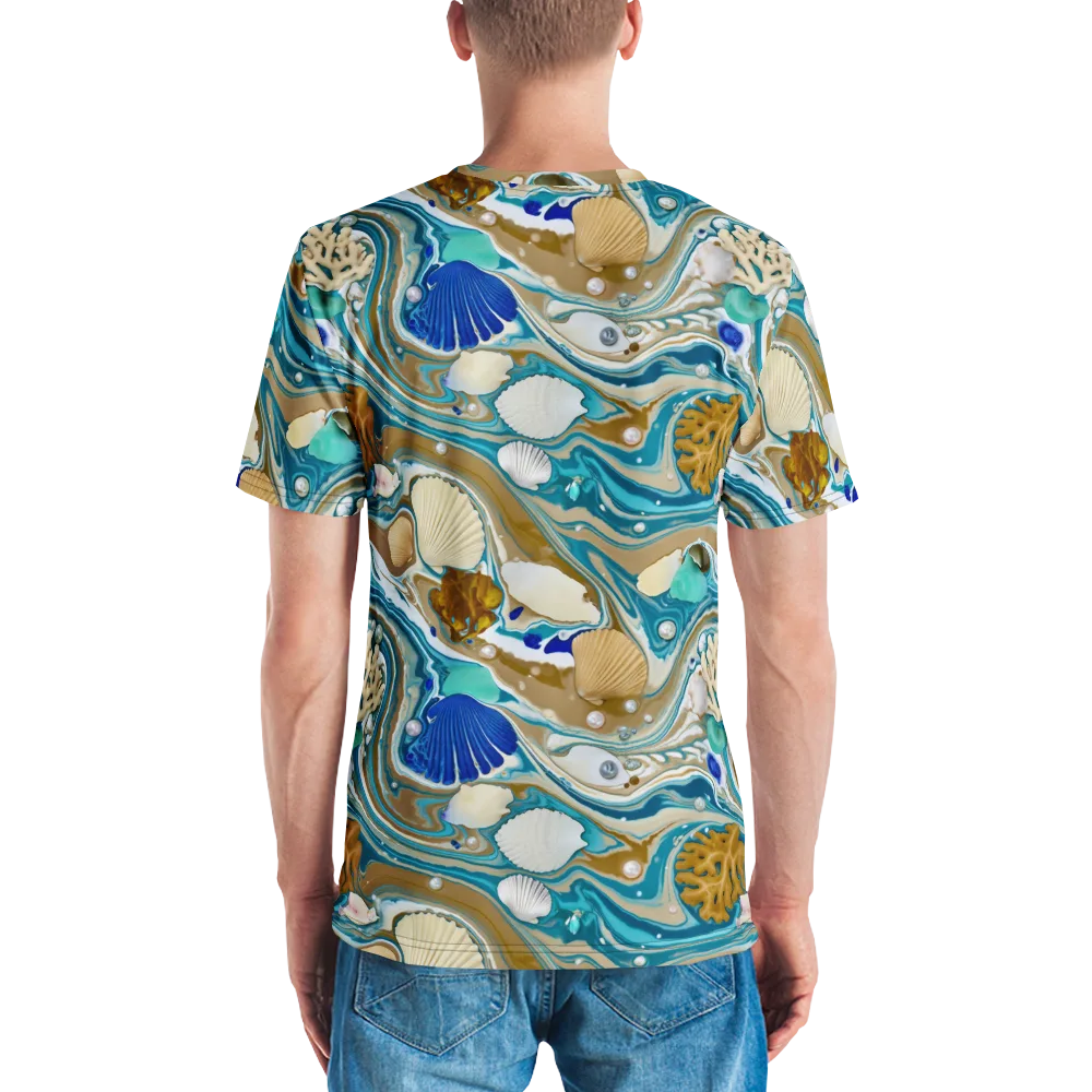 Aegean Marbling on Men's Crew Neck T-Shirt — Back