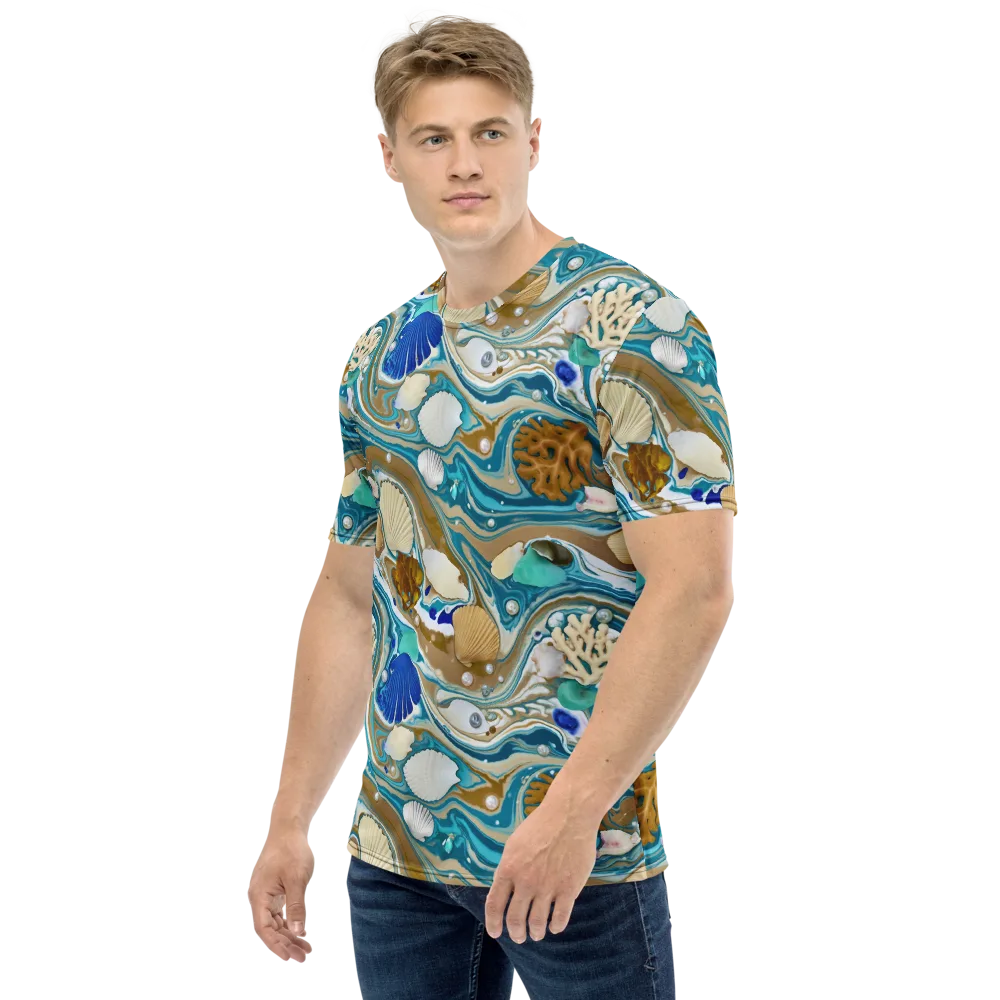 Aegean Marbling on Men's Crew Neck T-Shirt — Left