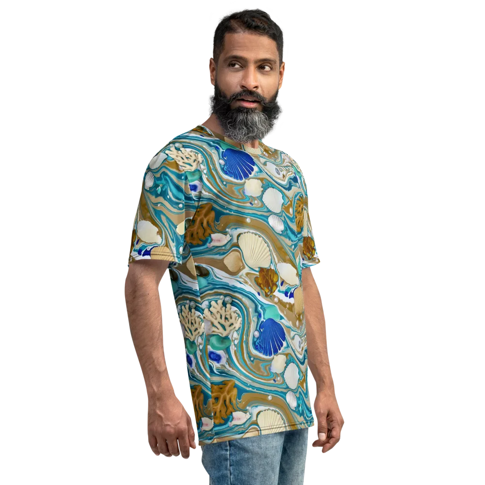Aegean Marbling on Men's Crew Neck T-Shirt — Right