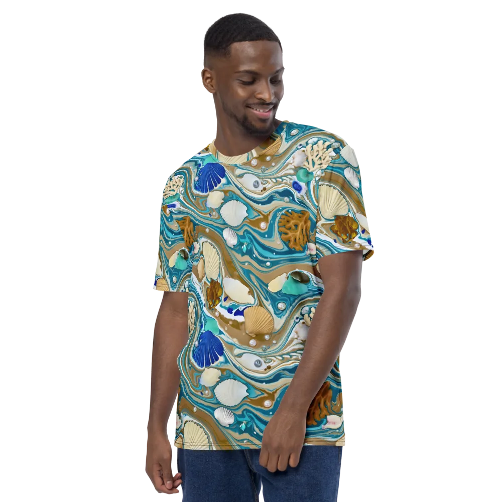 Aegean Marbling on Men's Crew Neck T-Shirt — Left