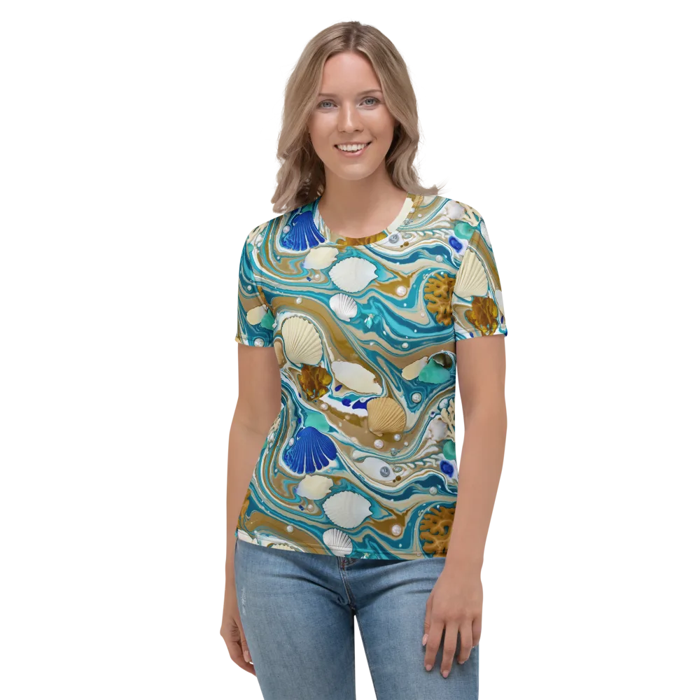 Aegean Marbling on Women's Crew Neck T-Shirt — Front