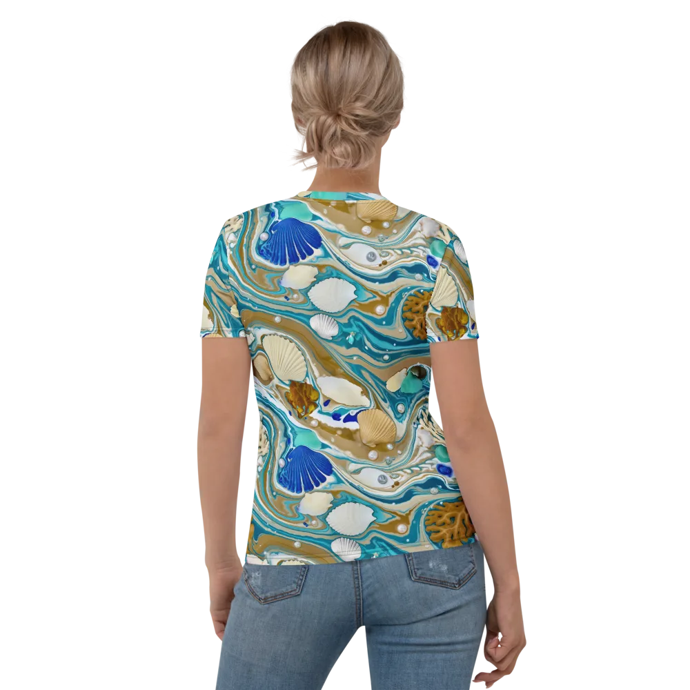 Aegean Marbling on Women's Crew Neck T-Shirt — Back