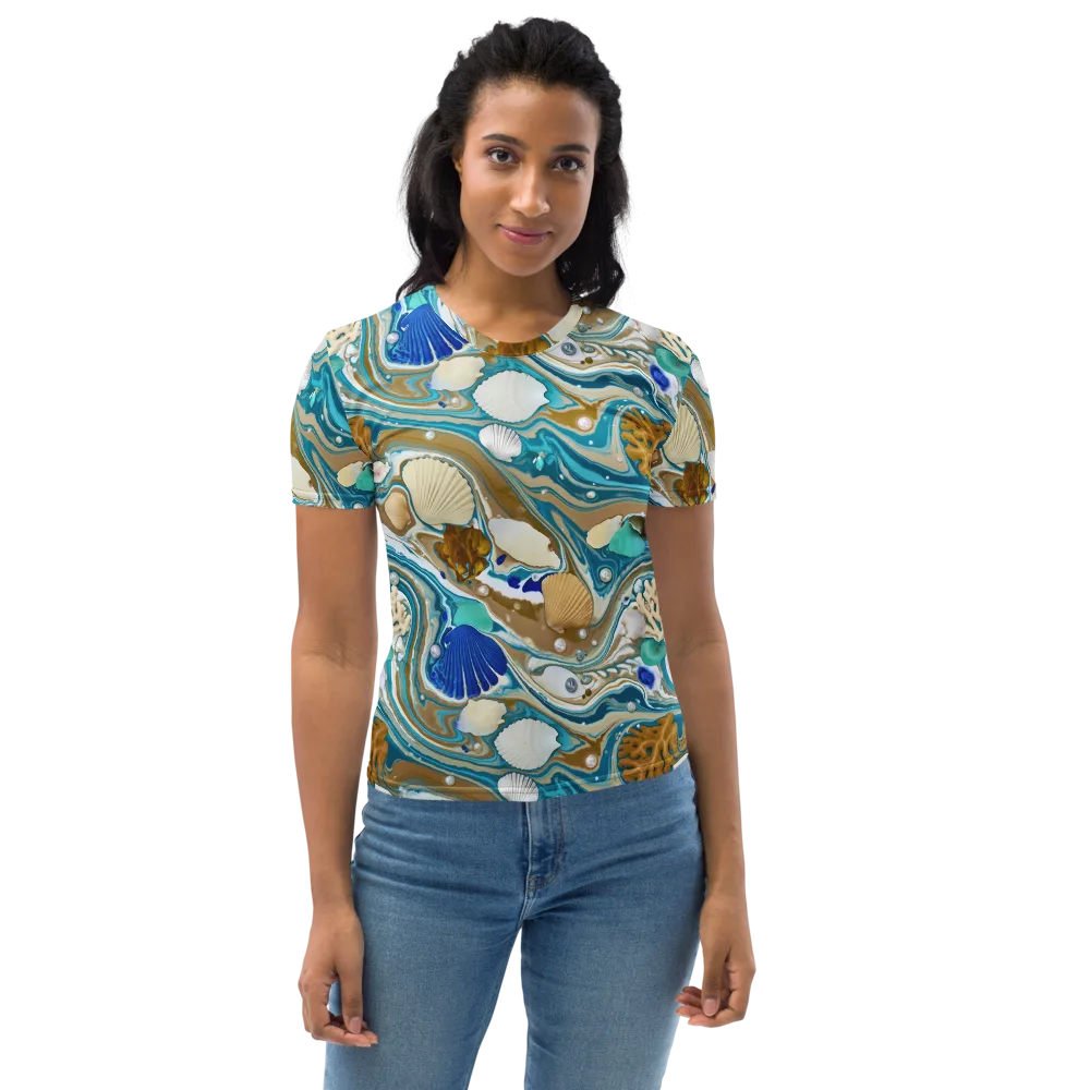 Aegean Marbling on Women's Crew Neck T-Shirt — Front