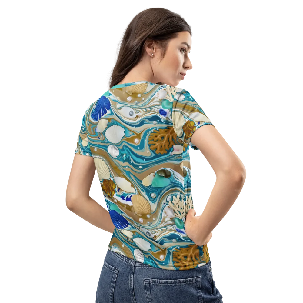 Aegean Marbling on Women's Crew Neck T-Shirt — Back