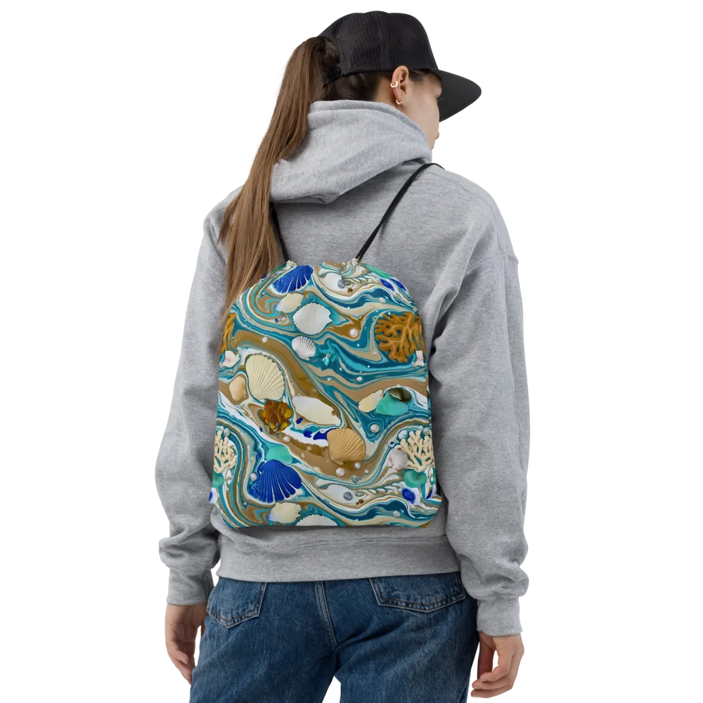 Aegean Marbling on Drawstring Bag — Front