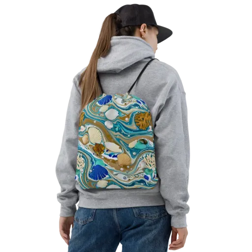 Aegean Marbling on a Drawstring Bag