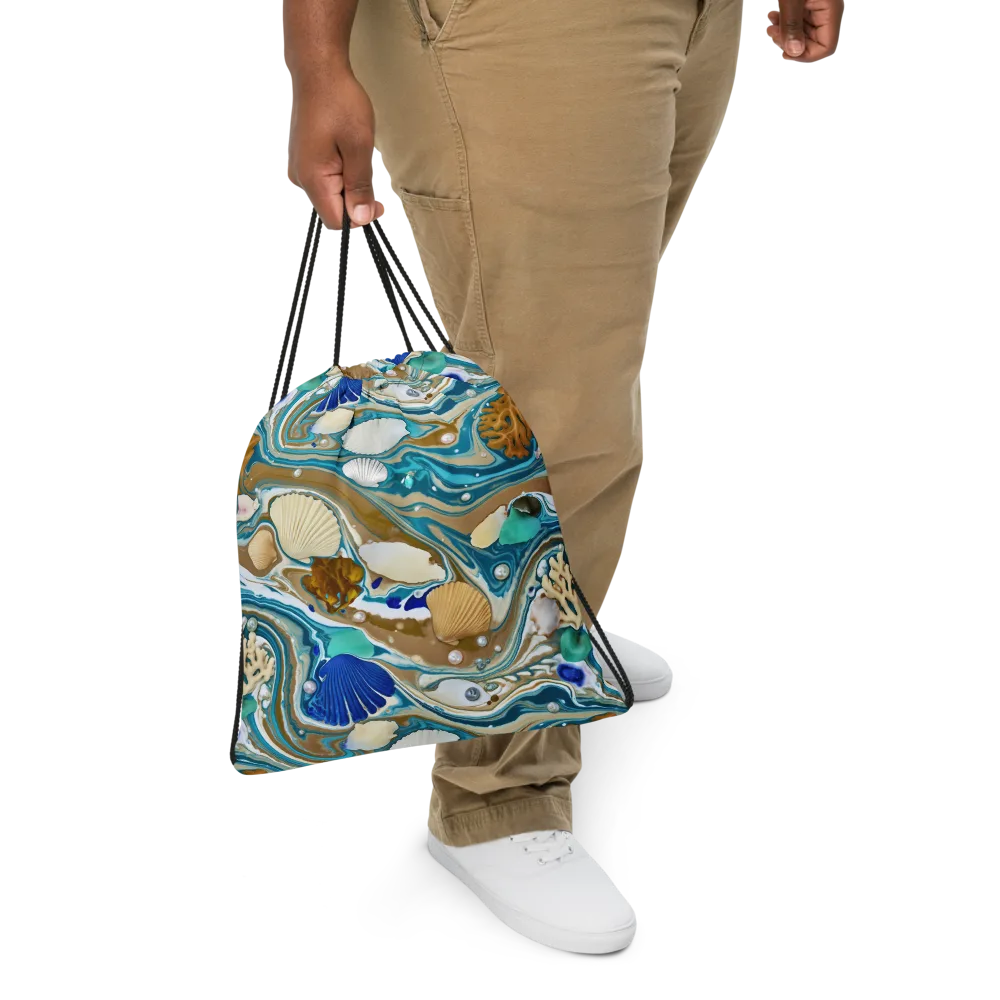 Aegean Marbling on Drawstring Bag — Front