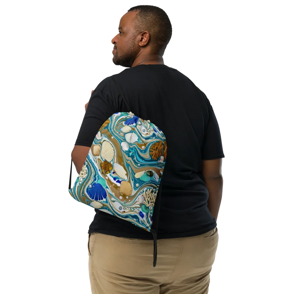 Aegean Marbling on Drawstring Bag — Front
