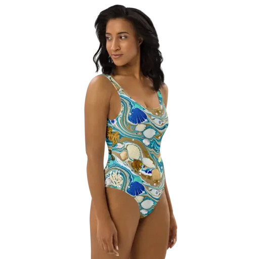 Aegean Marbling on a One-Piece Swimsuit