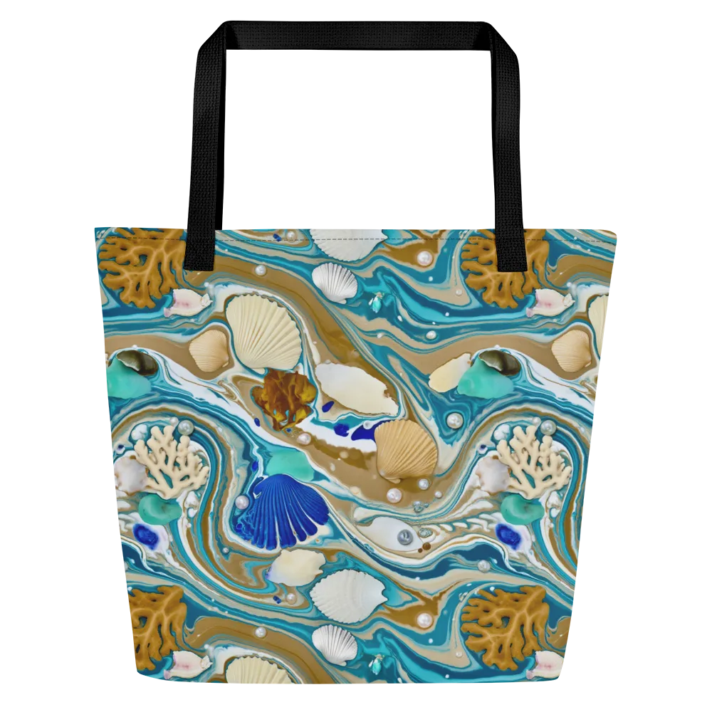 Aegean Marbling on Large Tote Bag W/ Pocket — Front