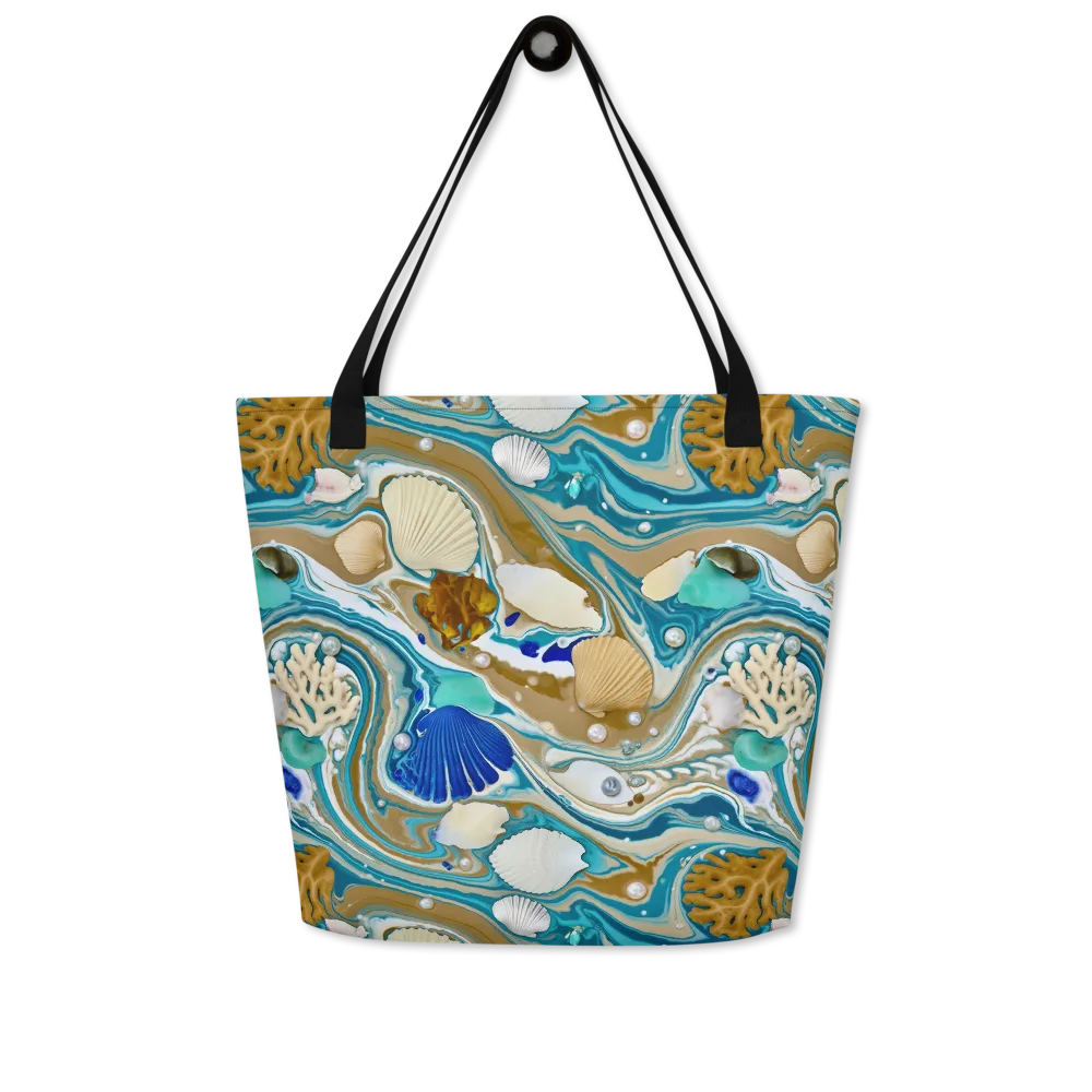 Aegean Marbling on Large Tote Bag W/ Pocket — Front