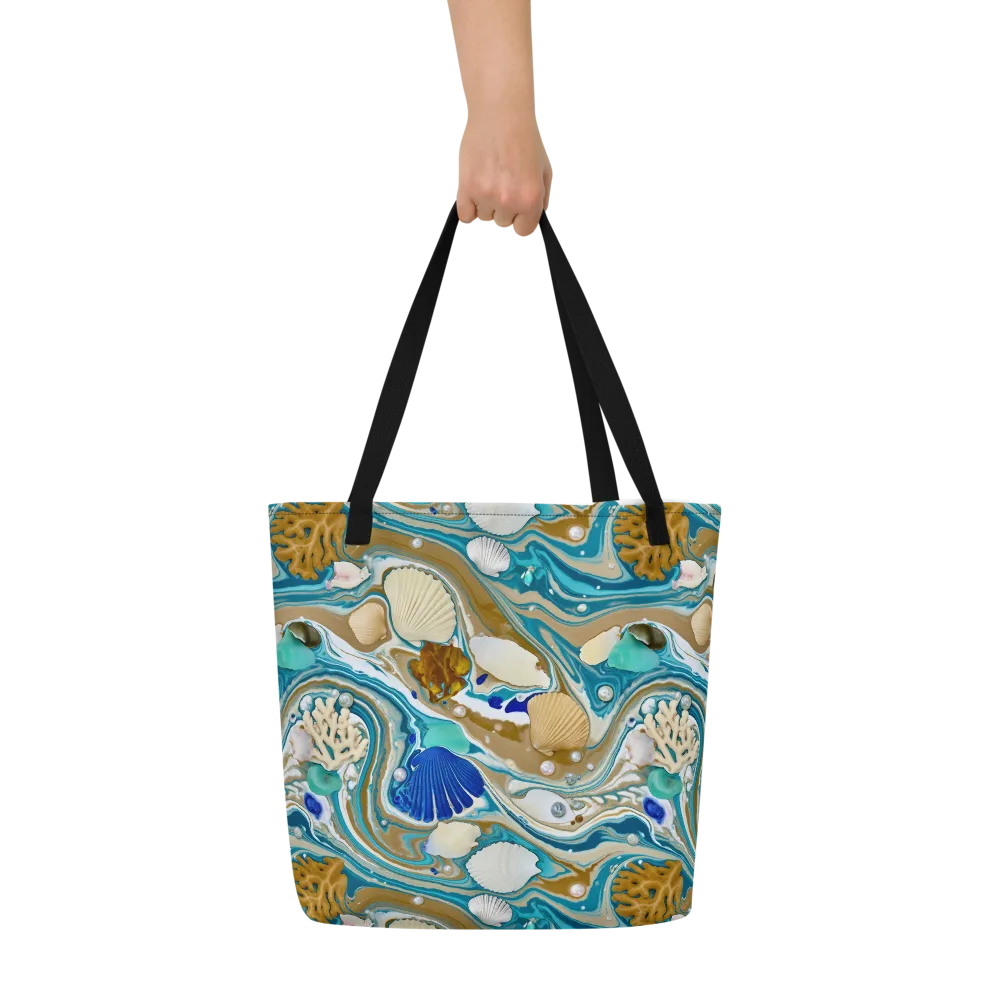 Aegean Marbling on Large Tote Bag W/ Pocket — Front