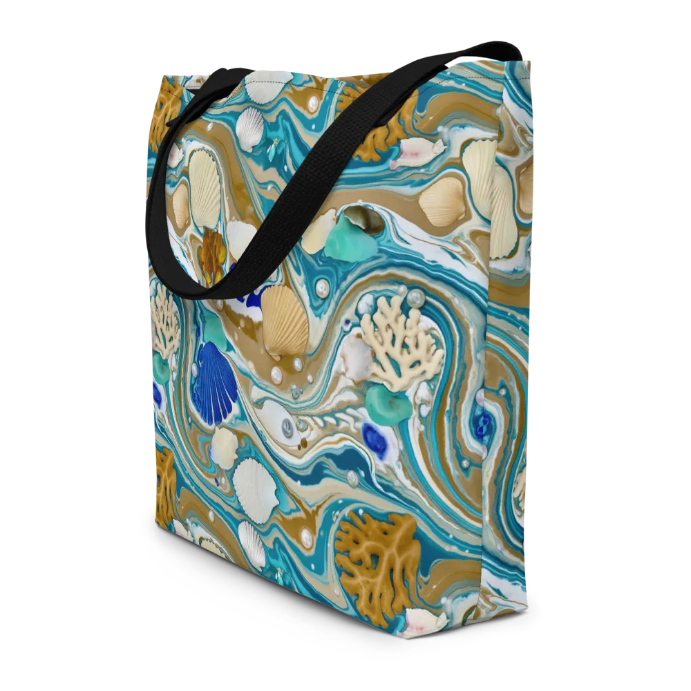 Aegean Marbling on Large Tote Bag W/ Pocket — Front
