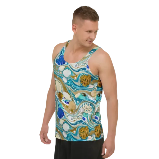 Aegean Marbling on a Men's Tank Top