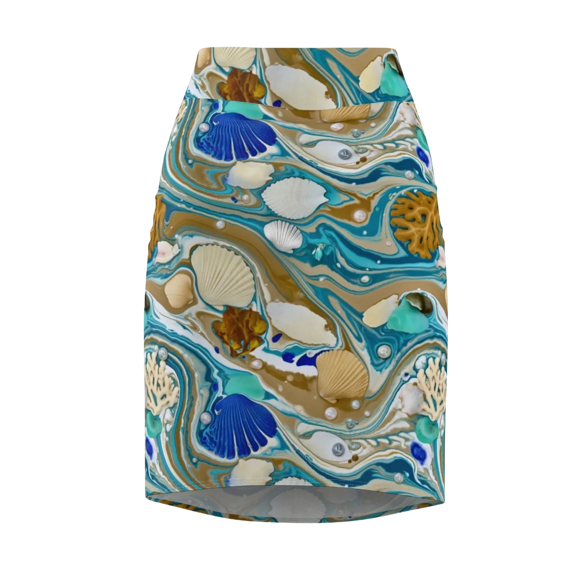 Aegean Marbling on Pencil Skirt — Front