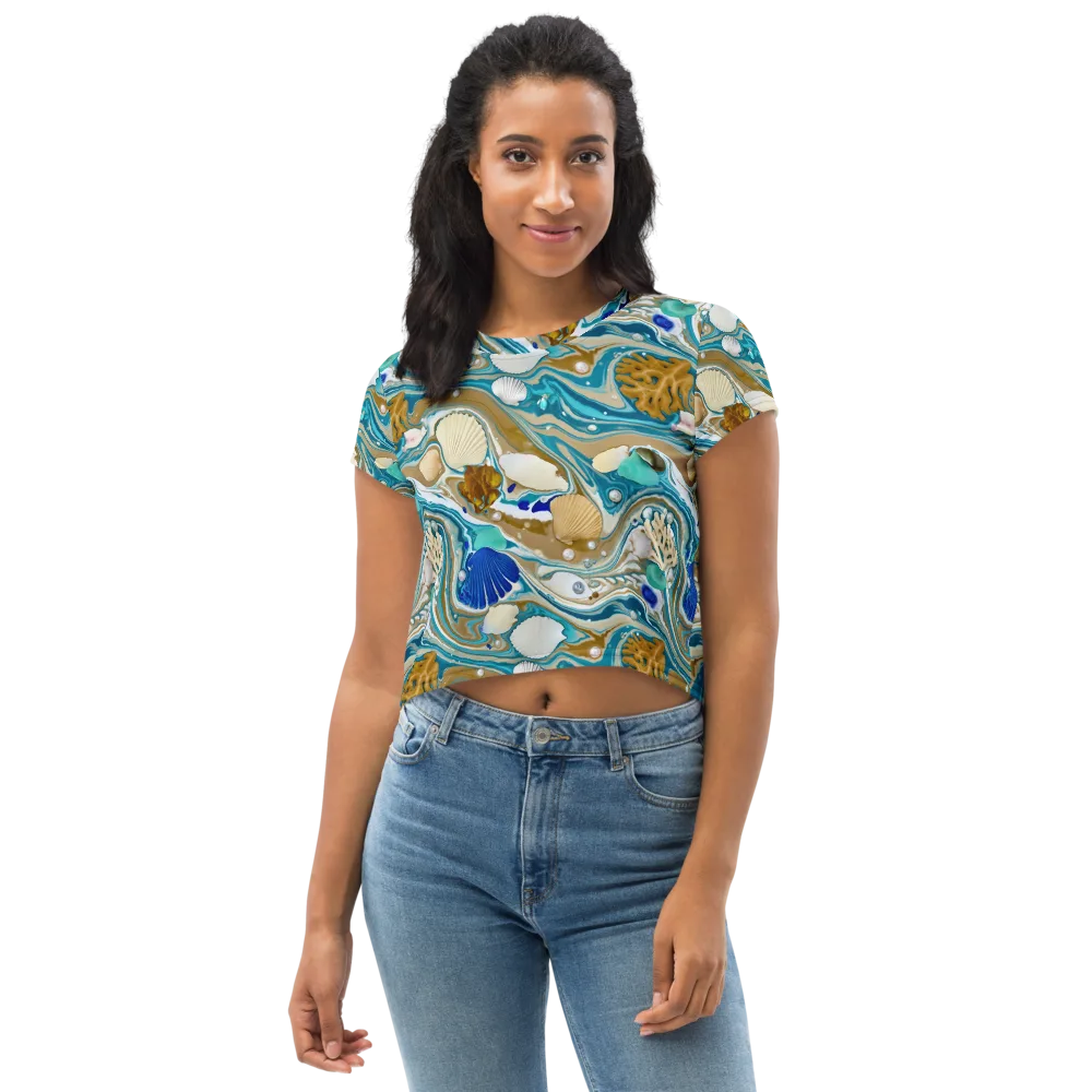 Aegean Marbling on Crop Tee — Front