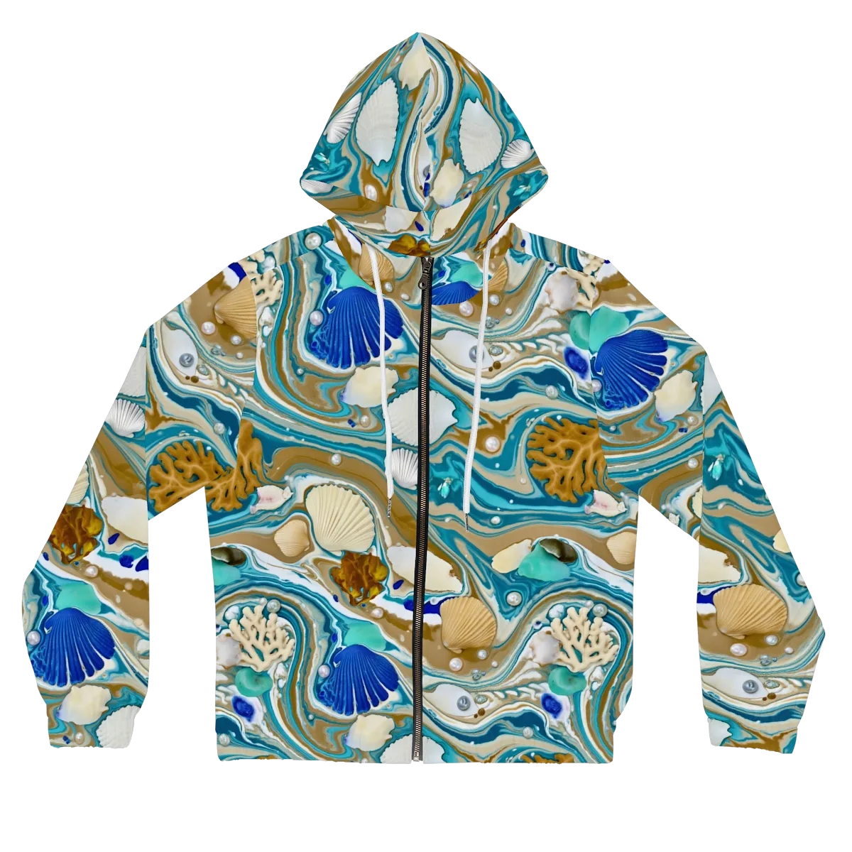 Aegean Marbling on Women's Full-Zip Hoodie — Front